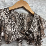 Front Tie Ruffle Wrap Animal Print 2t