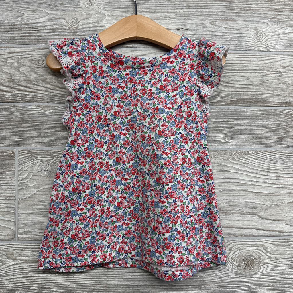 Flutter Sleeve Shirt Flowers 4-4t