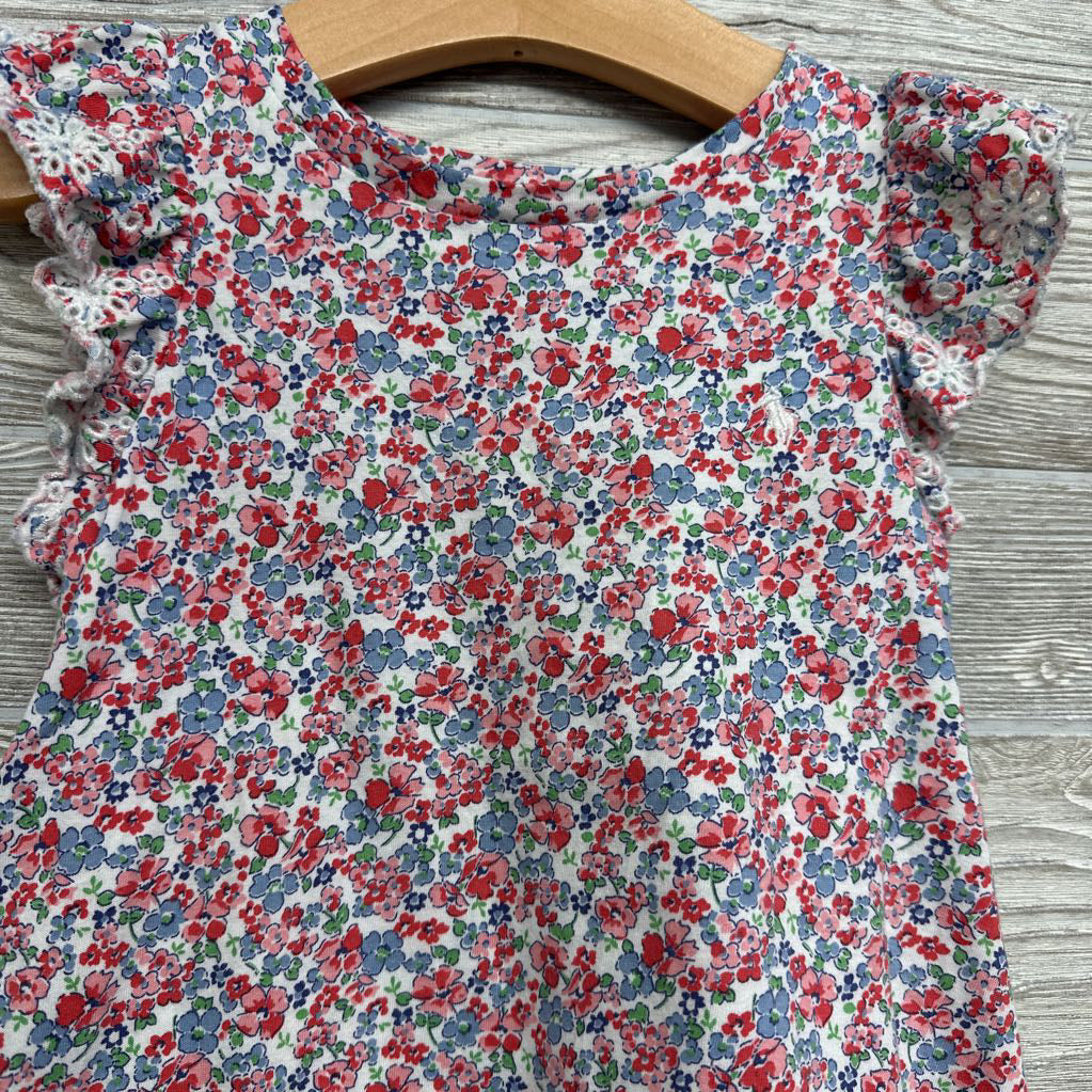 Flutter Sleeve Shirt Flowers 4-4t