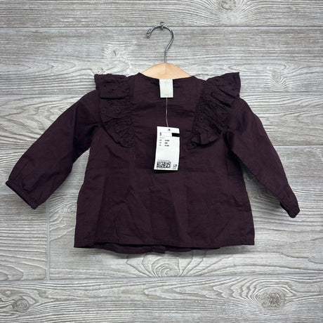 NEW Button Up Shirt Eyelet Ruffles 6M