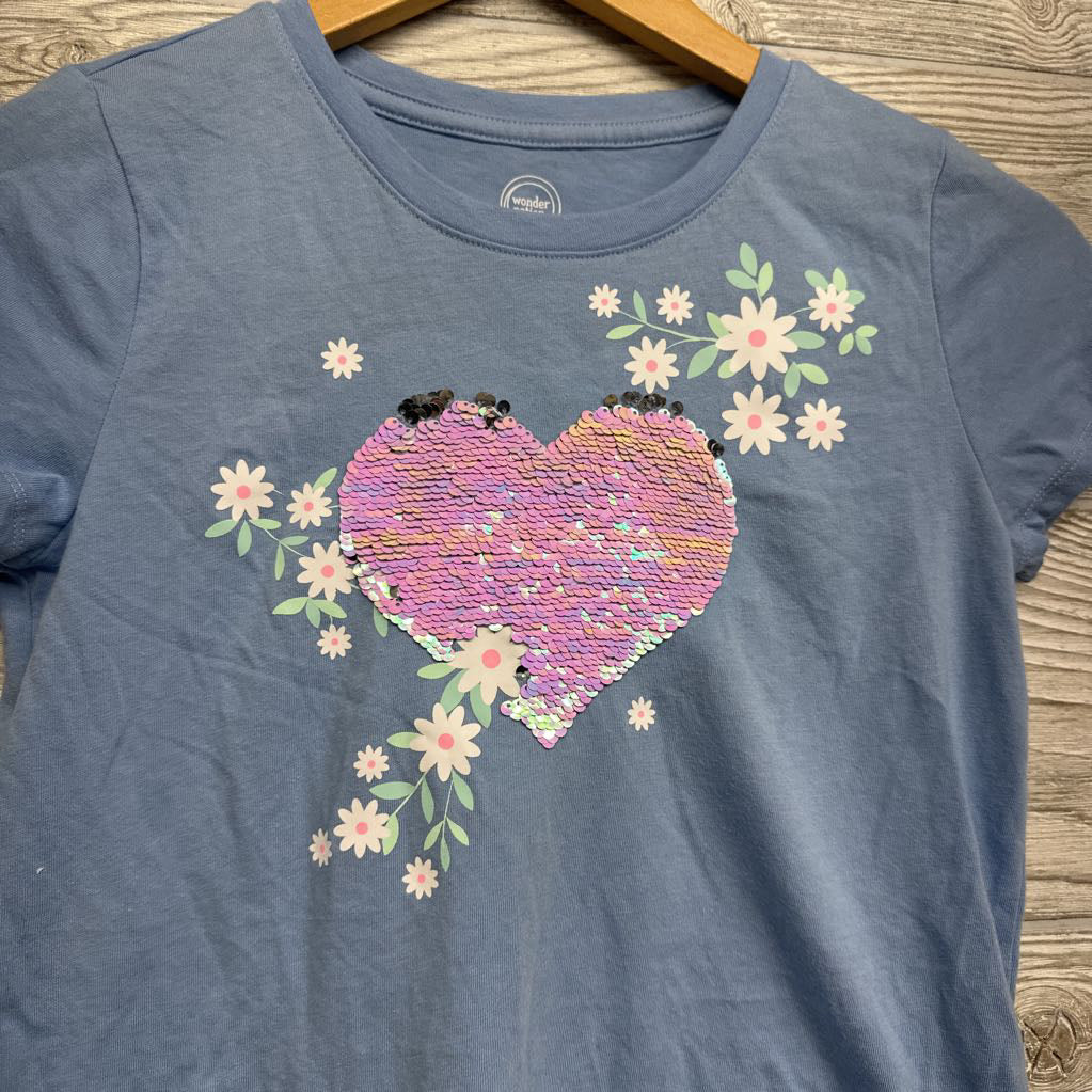 Shirt Flip Sequins Heart & Flowers 10-12
