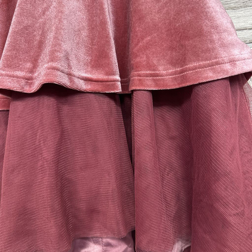 Velour Mock Neck Tulle Dress 4
