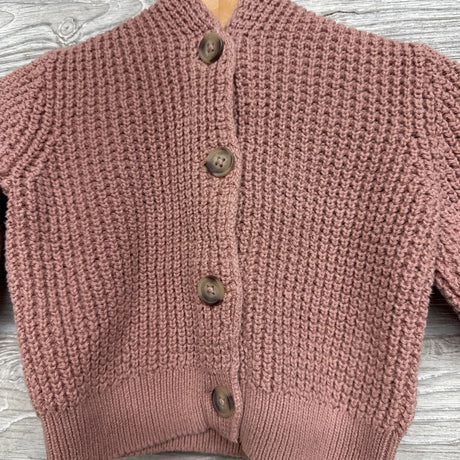 Knit Button Up Cardigan W/ Hood 6-12M