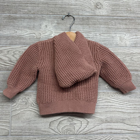 Knit Button Up Cardigan W/ Hood 6-12M