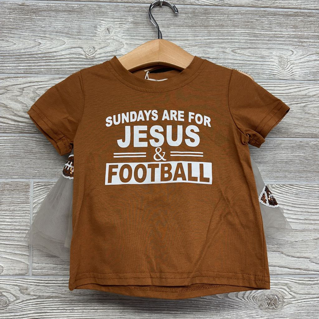 NEW Shirt Sundays Are For Jesus & Football & Tulle Skirt 2t