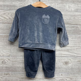 Crushed Velvet Crew & Pants Striped 12M