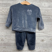Crushed Velvet Crew & Pants Striped 12M