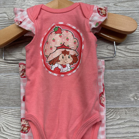 Flutter Sleeve Bodysuit, Pants Strawberries 3M