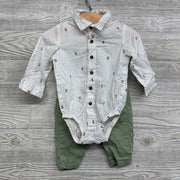 LS Button Up Bodysuit Bunnies & Pants 12M