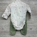LS Button Up Bodysuit Bunnies & Pants 12M