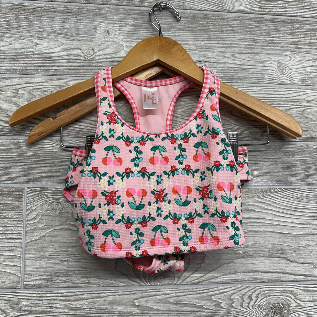 2 Pc Textured Swimsuit Flowers Cherries 8
