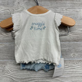 NEW Ribbed Flutter Sleeve Shirt & Short Flowers NB
