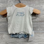 NEW Ribbed Flutter Sleeve Shirt & Short Flowers NB