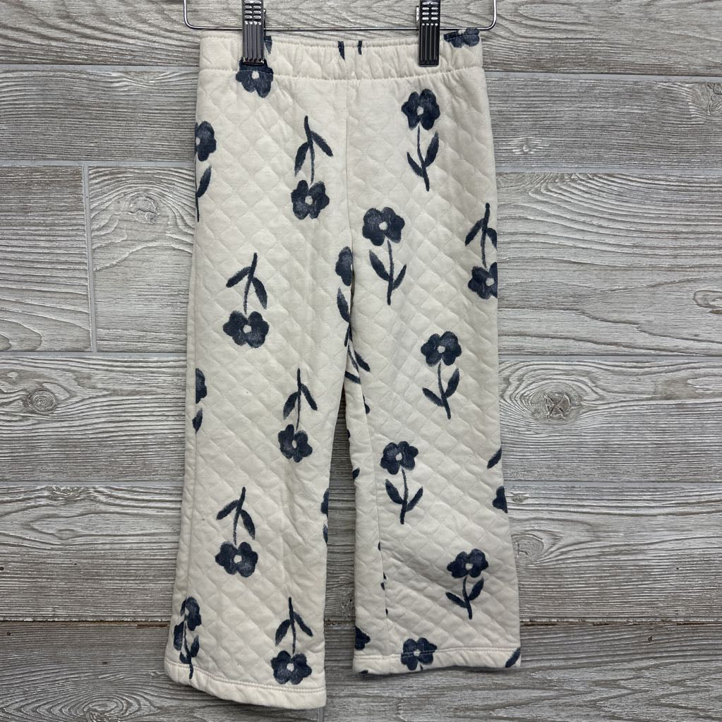 Quilted Crewneck & Wide Leg Pants Flowers 4T