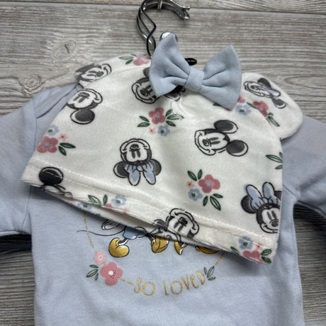 LS Bodysuit You Are So Loved & Cozy Leggings W/ Hat Minnie Mickey 3-6M