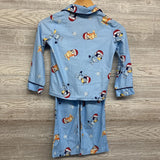 2 Pc LS Button Up PJs Santa Hats 4-5