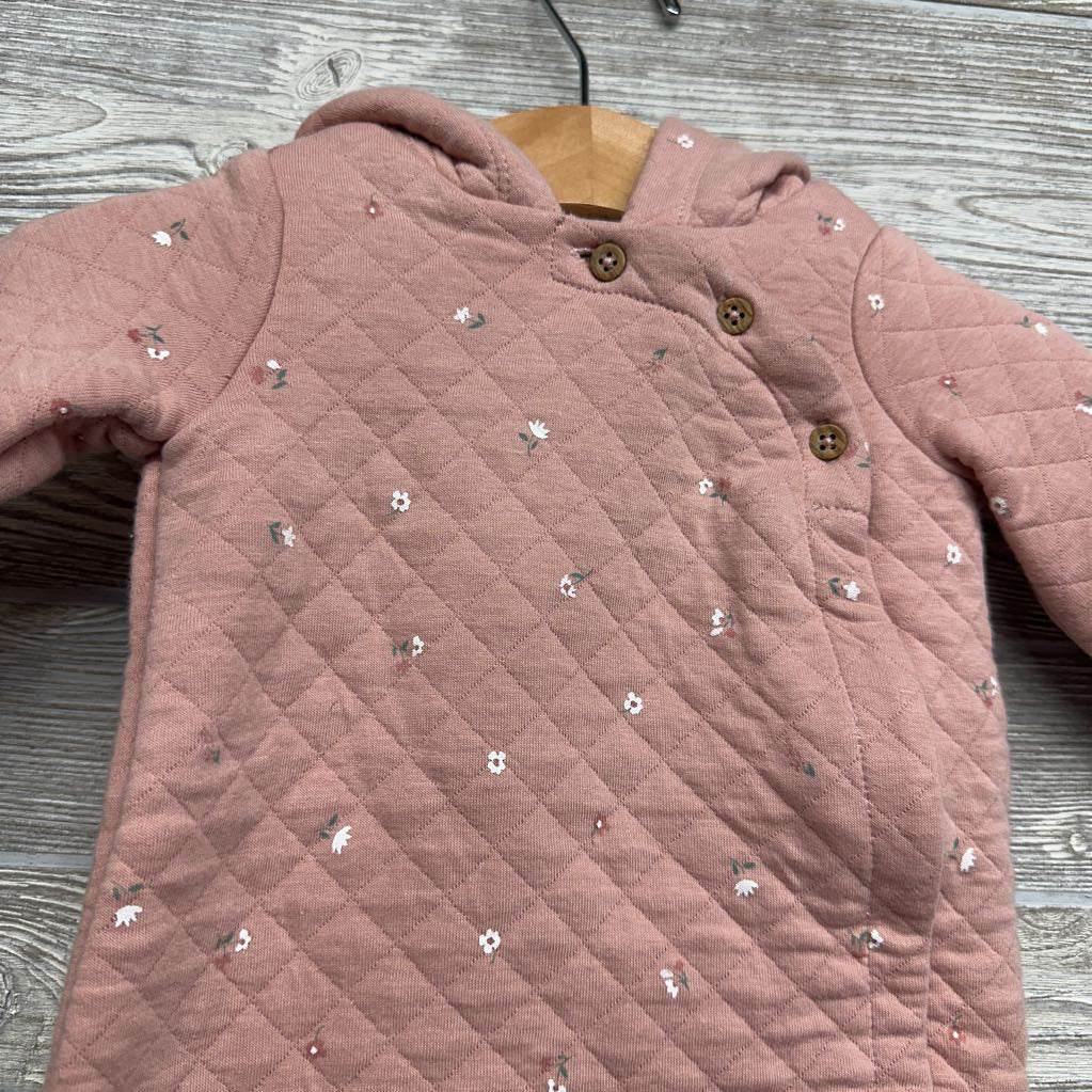 LS Quilted Outfit W/ Hood Flowers NB