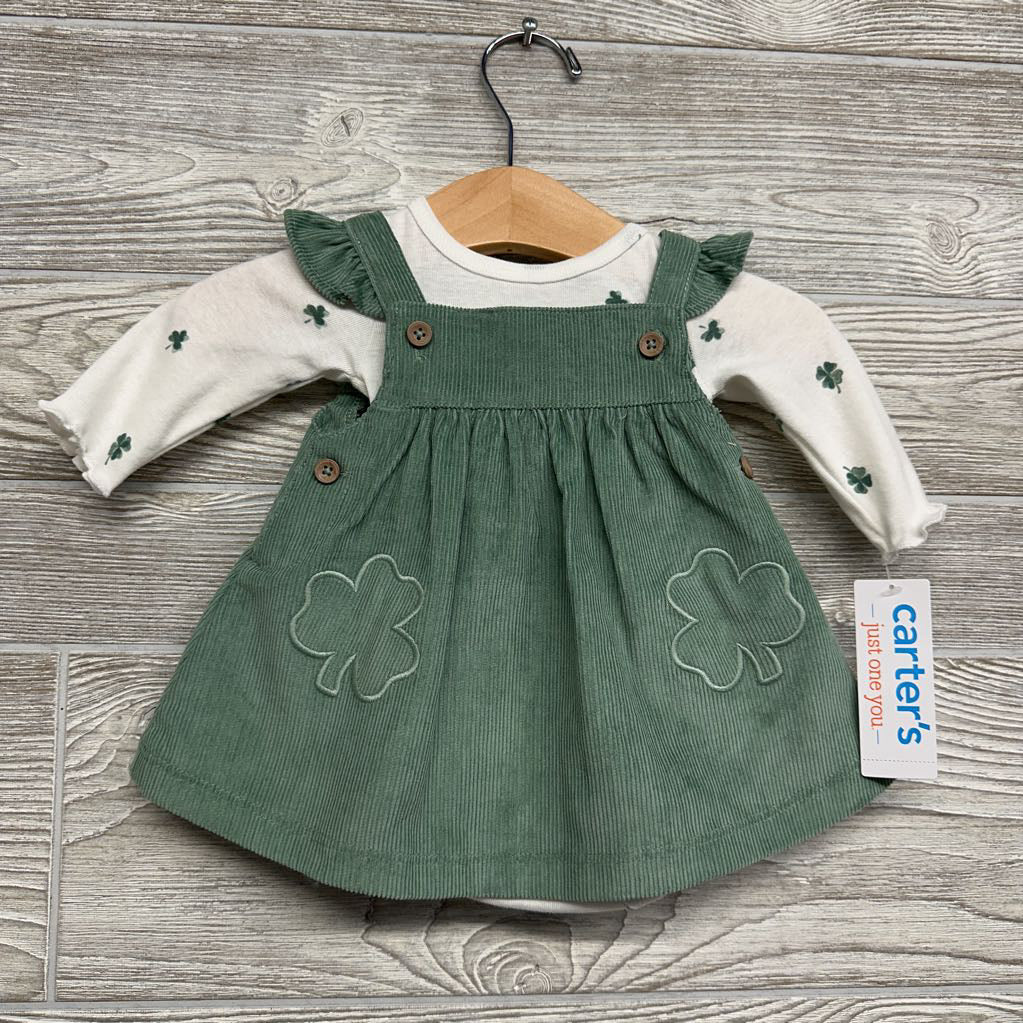NEW LS Bodysuit & Cord Skirtall Shamrocks NB