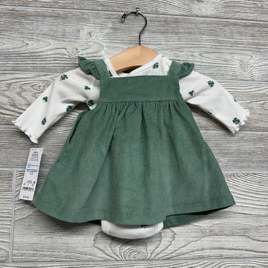 NEW LS Bodysuit & Cord Skirtall Shamrocks NB