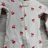 Ribbed Sleeper Cherry Bows 0-3M