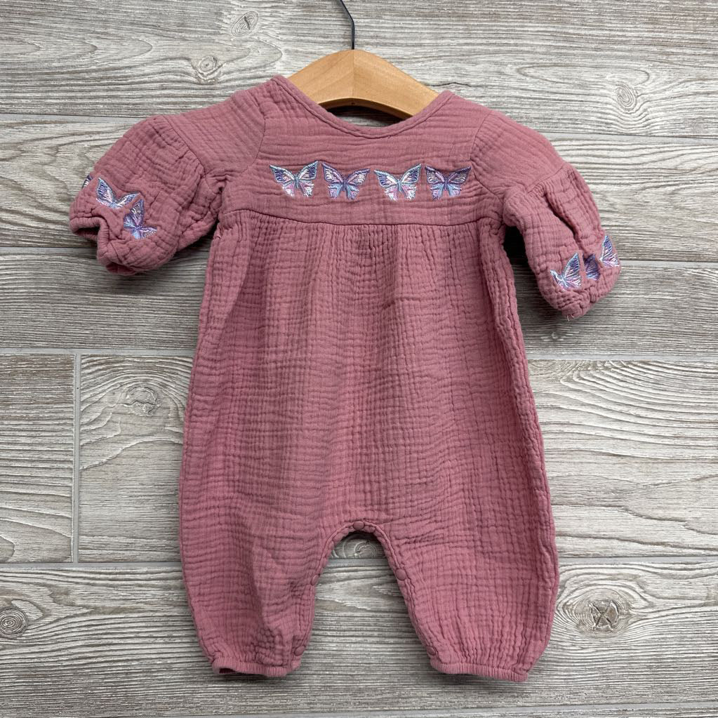 LS Muslin Outfit Embroidered Butterflies 3M