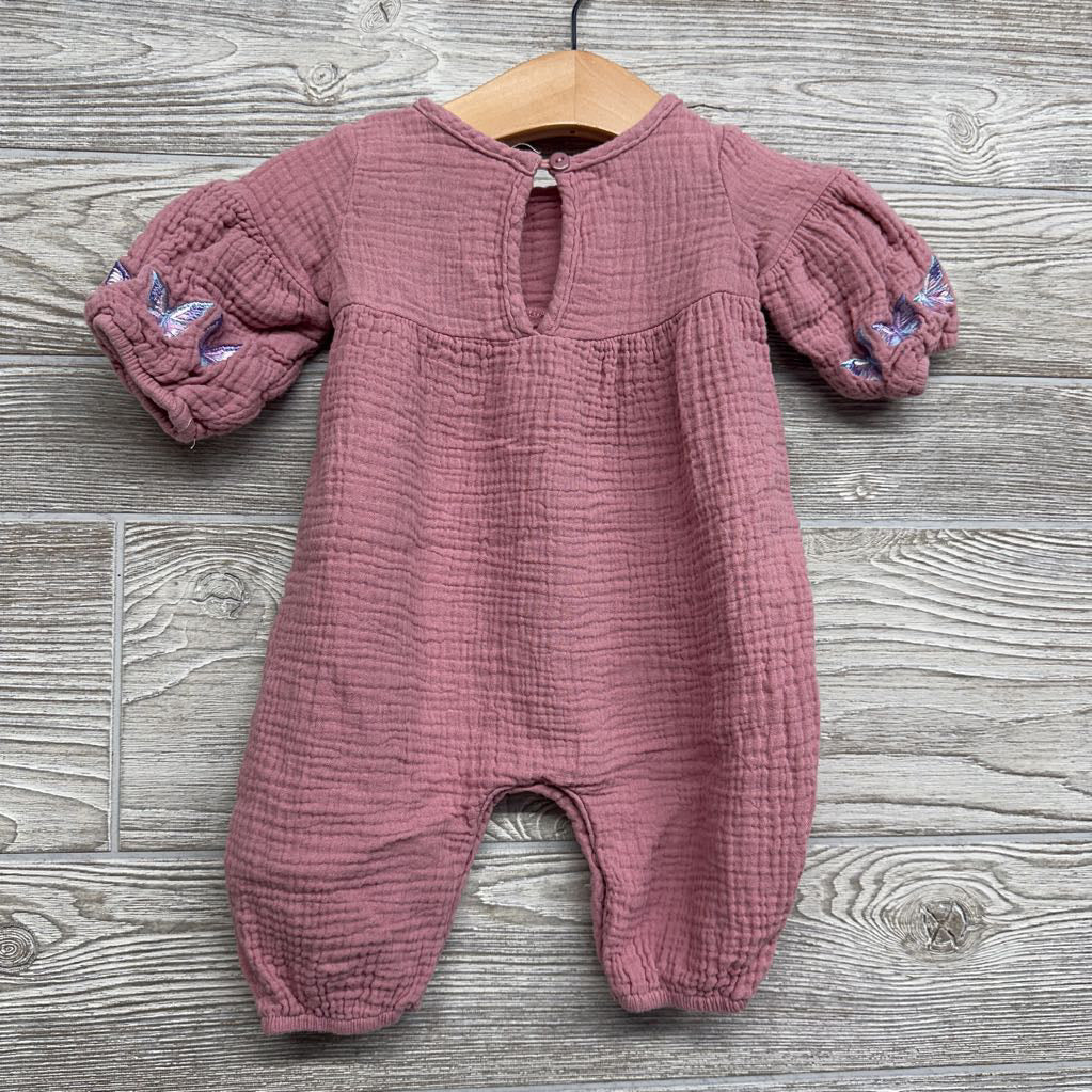 LS Muslin Outfit Embroidered Butterflies 3M
