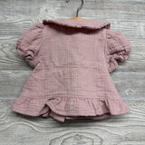 Puff Sleeve Collared Button Up Shirt Flowers 12M