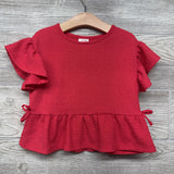 Textured Flutter Sleeve Peplum Shirt 4T