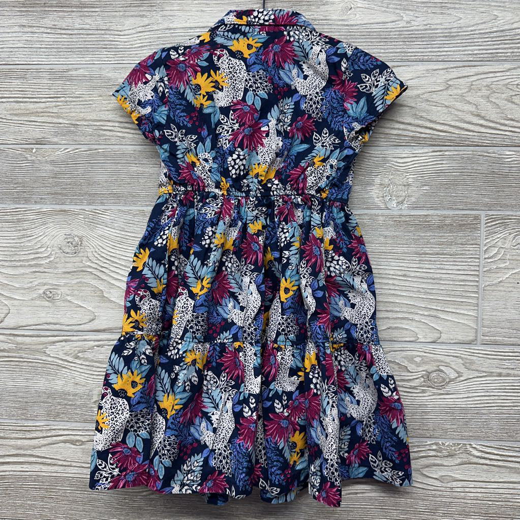 Button Up Dress Flowers Leopards 4T