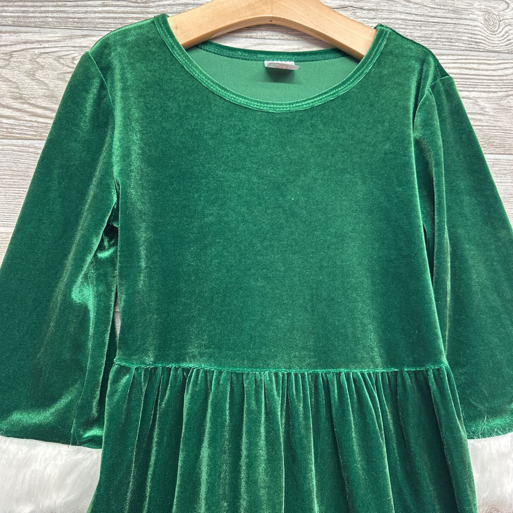 LS Velvet Dress Faux Fur Trim 7-8