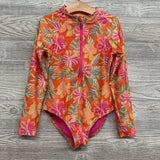 LS 1/4 Zip Swimsuit Flowers 7-8