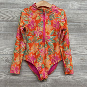 LS 1/4 Zip Swimsuit Flowers 7-8