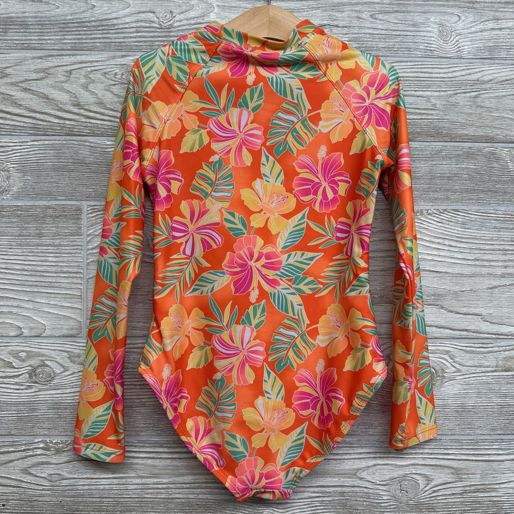 LS 1/4 Zip Swimsuit Flowers 7-8