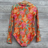 LS 1/4 Zip Swimsuit Flowers 7-8
