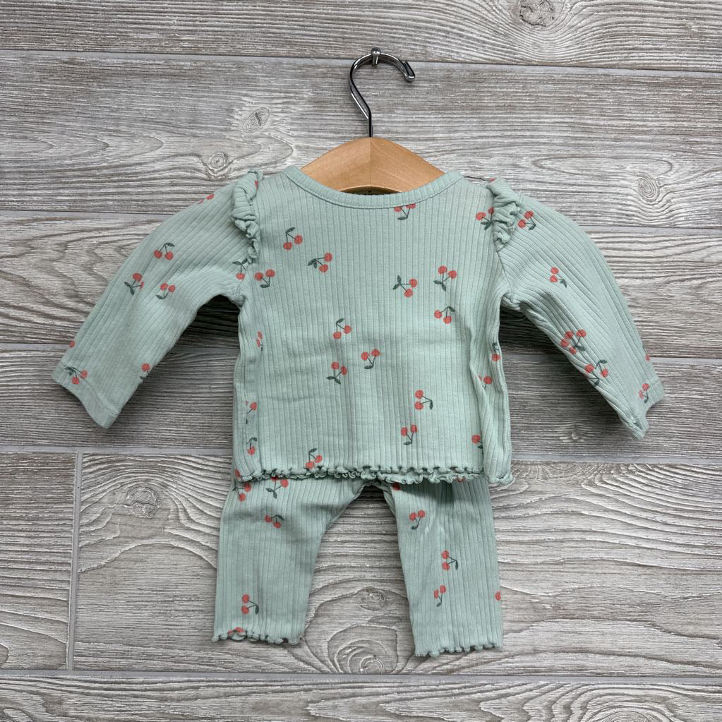 LS Ribbed Shirt & Leggings Cherries 0-3M