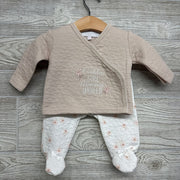 LS Quilted Side Snap Shirt Daddy's Girl Mommy's World & Footed Pants Flowers 0-3M