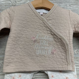 LS Quilted Side Snap Shirt Daddy's Girl Mommy's World & Footed Pants Flowers 0-3M