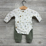 LS Side Button Bodysuit Cactus & Pants 0-3M