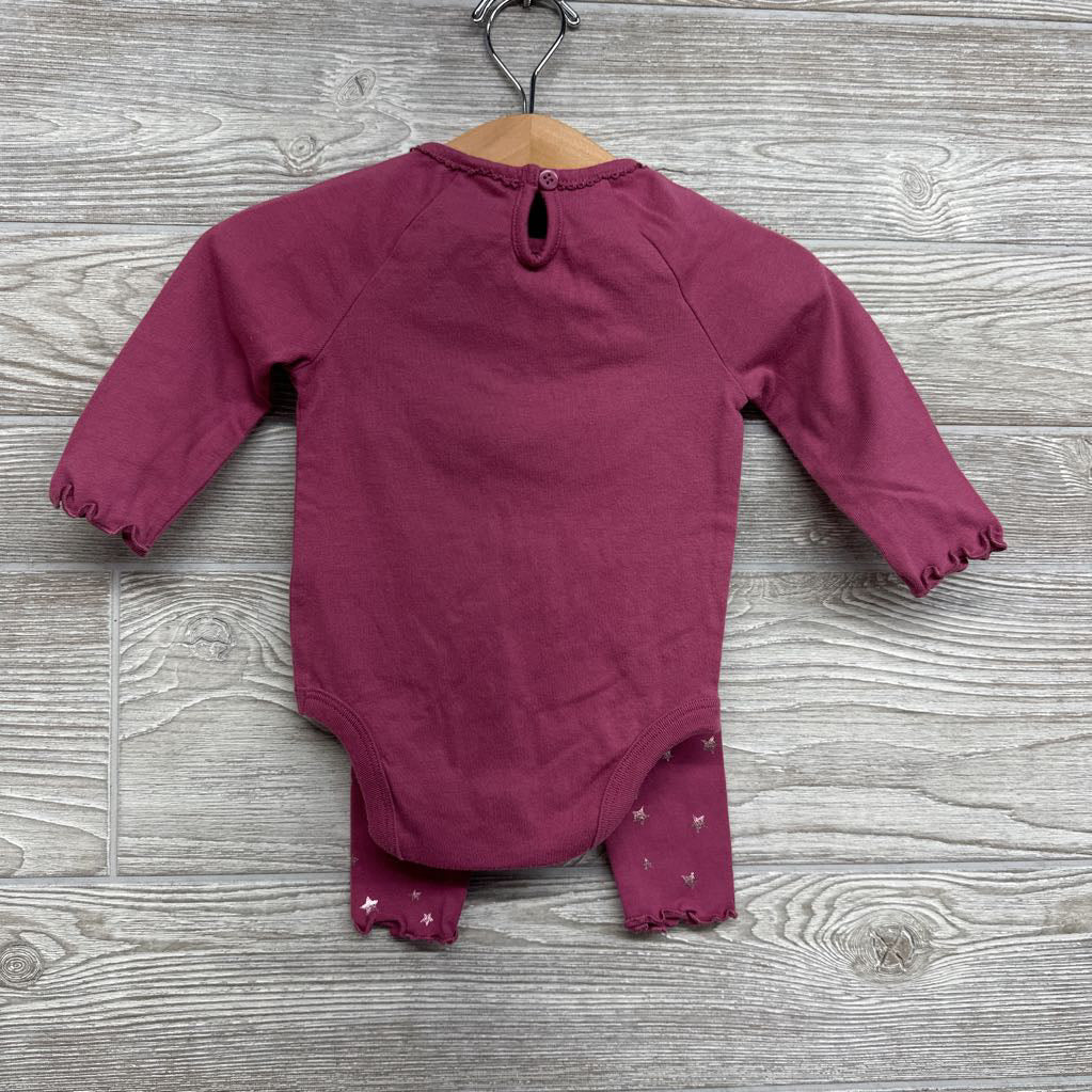 LS Bodysuit Fairies & Leggings Foil Stars 3-6M