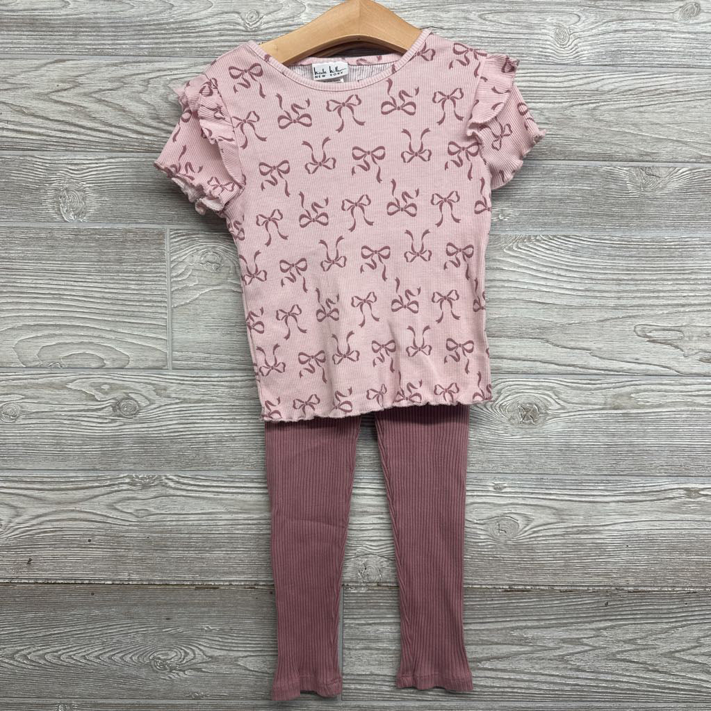 LS Ribbed Shirt Bows & Leggings 6X