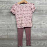 LS Ribbed Shirt Bows & Leggings 6X