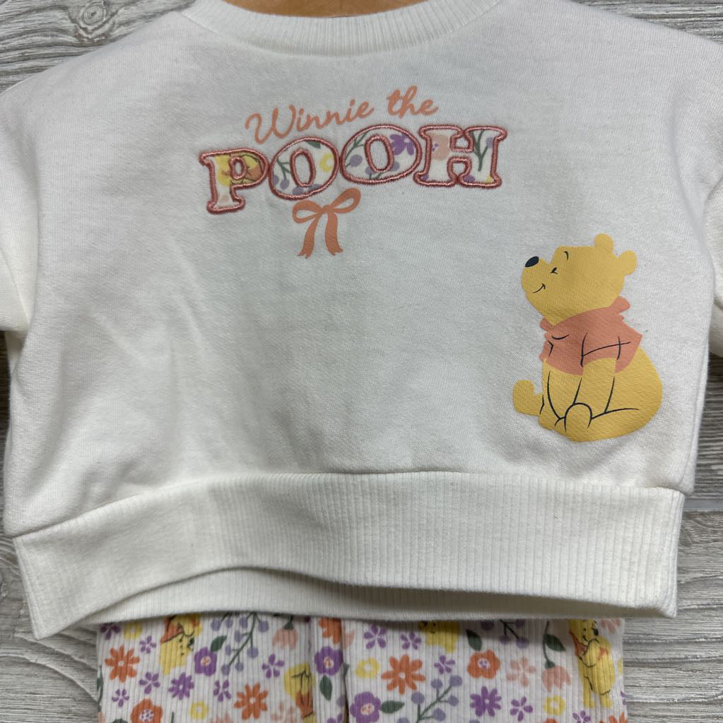 Crewneck Winnie The Pooh & Ribbed Flare Pants Flowers 0-3M