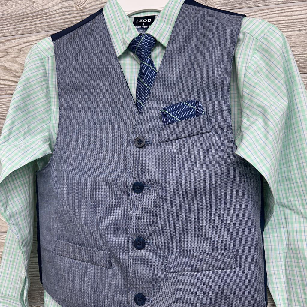 NEW Chambray Suit Vest, Tie, LS Button Up Dress Shirt & Dress Pants 8