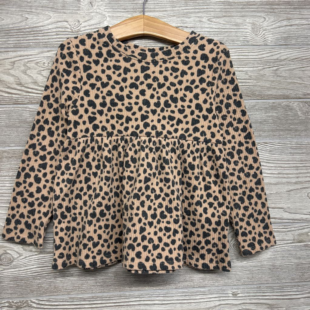 LS Ribbed Peplum Shirt Hearts 4T