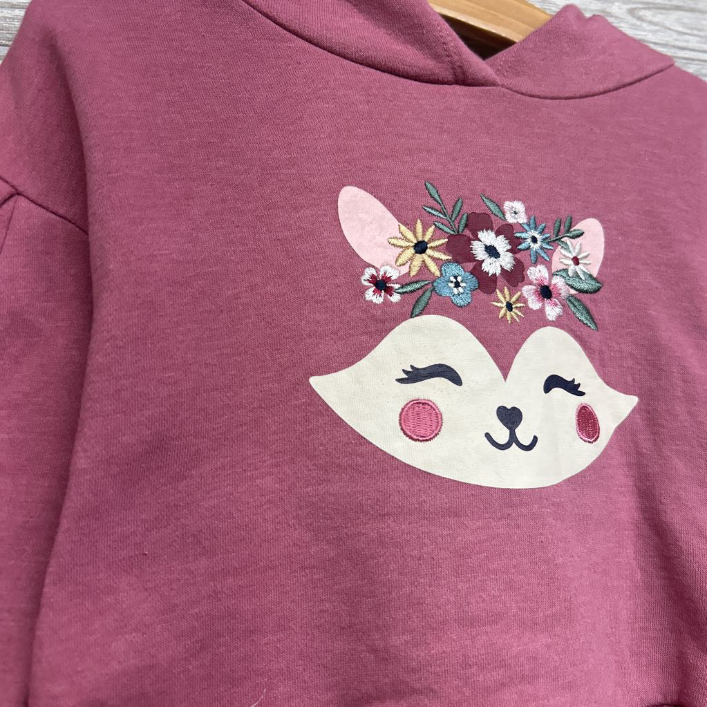 Hoodie Fox Embroidered Flowers 4T