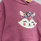 Hoodie Fox Embroidered Flowers 4T