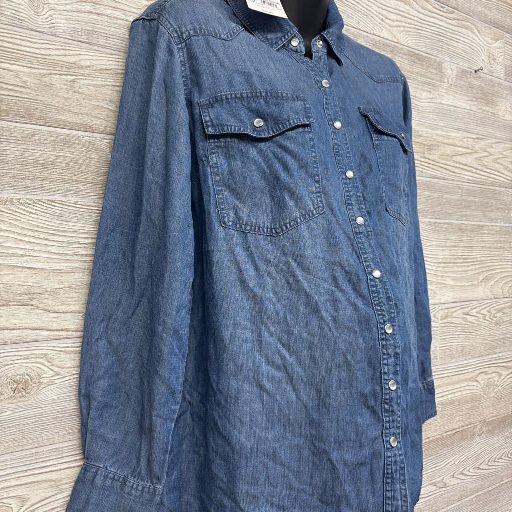 NEW Chambray Pearl Snap Western Shirt Small