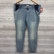 NEW Distressed Raw Hem Side Panel Jeans 16/XL