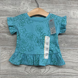 NEW Ribbed Shirt Ruffle Sleeve Flowers 12M