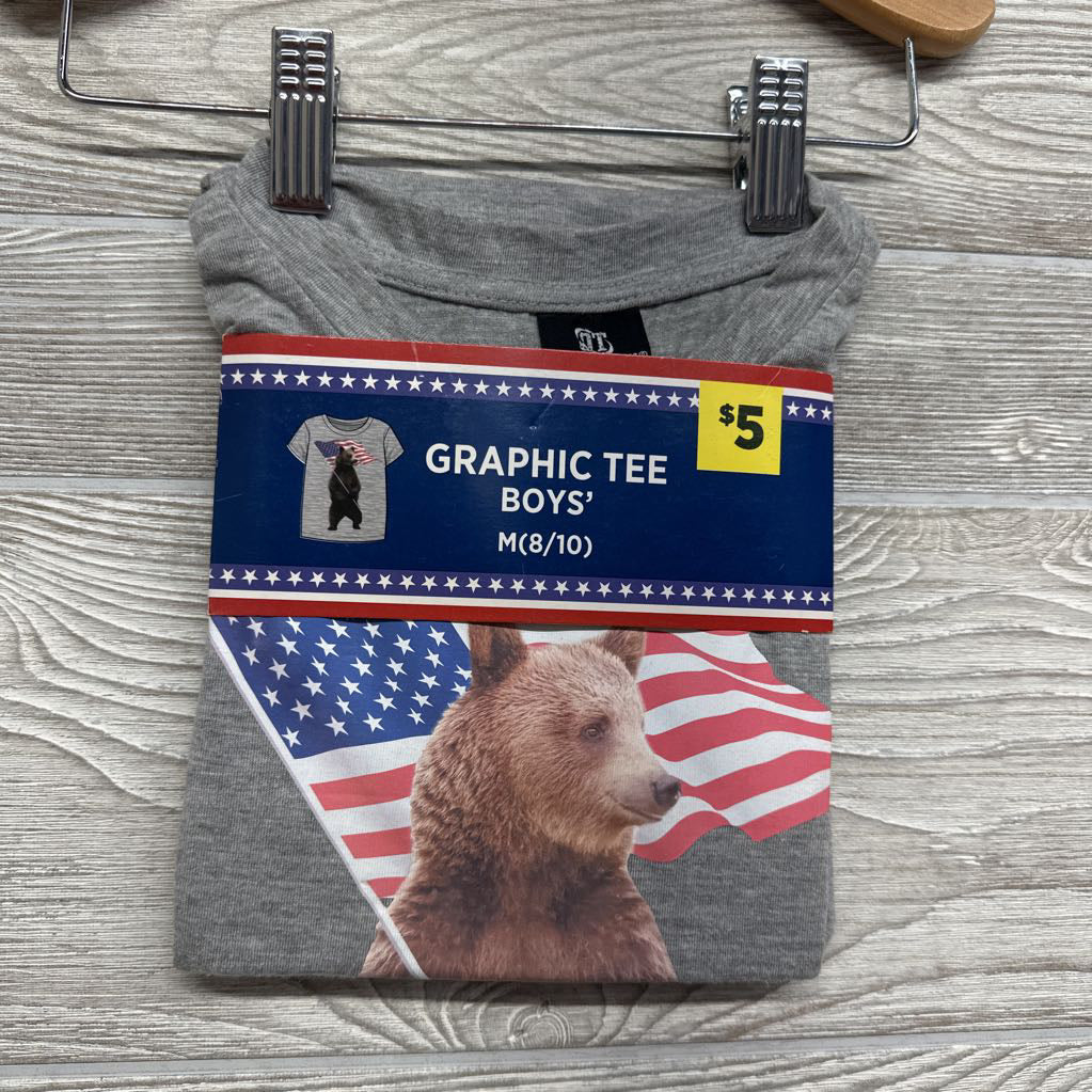 NEW Shirt Bear & Flag 8-10